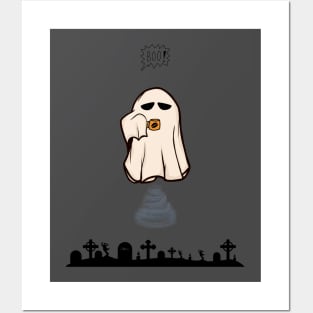 Coffee Lover Ghost Halloween Posters and Art